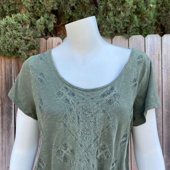 Lucky Brand Green Bohemian Geometric Blouse - Picture 5 of 10